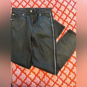 7 For All Mankind Black Skinny Jeans with Side Stripe